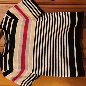Kate Landry Striped Black, Red, and Cream Top
